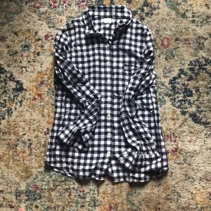 J.Crew Navy Blue Gingham Button Down Size M